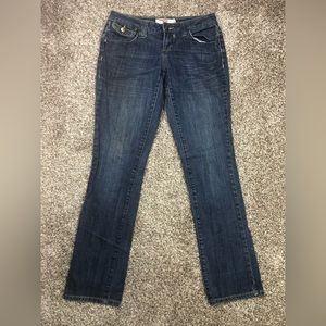 T Five Juniors Dark Wash Mid Rise Y2K Blue Jeans Size 7